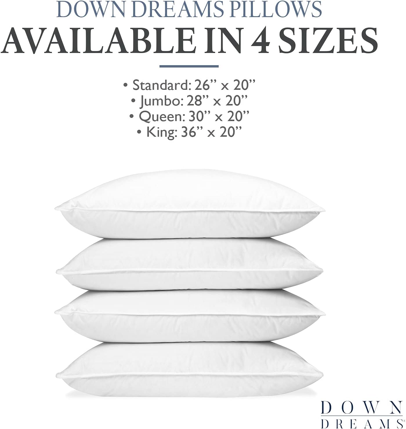 Down Dreams Almohadas clásicas Manchester Mills – Soporte KingMediano, paquete de 2 unidades