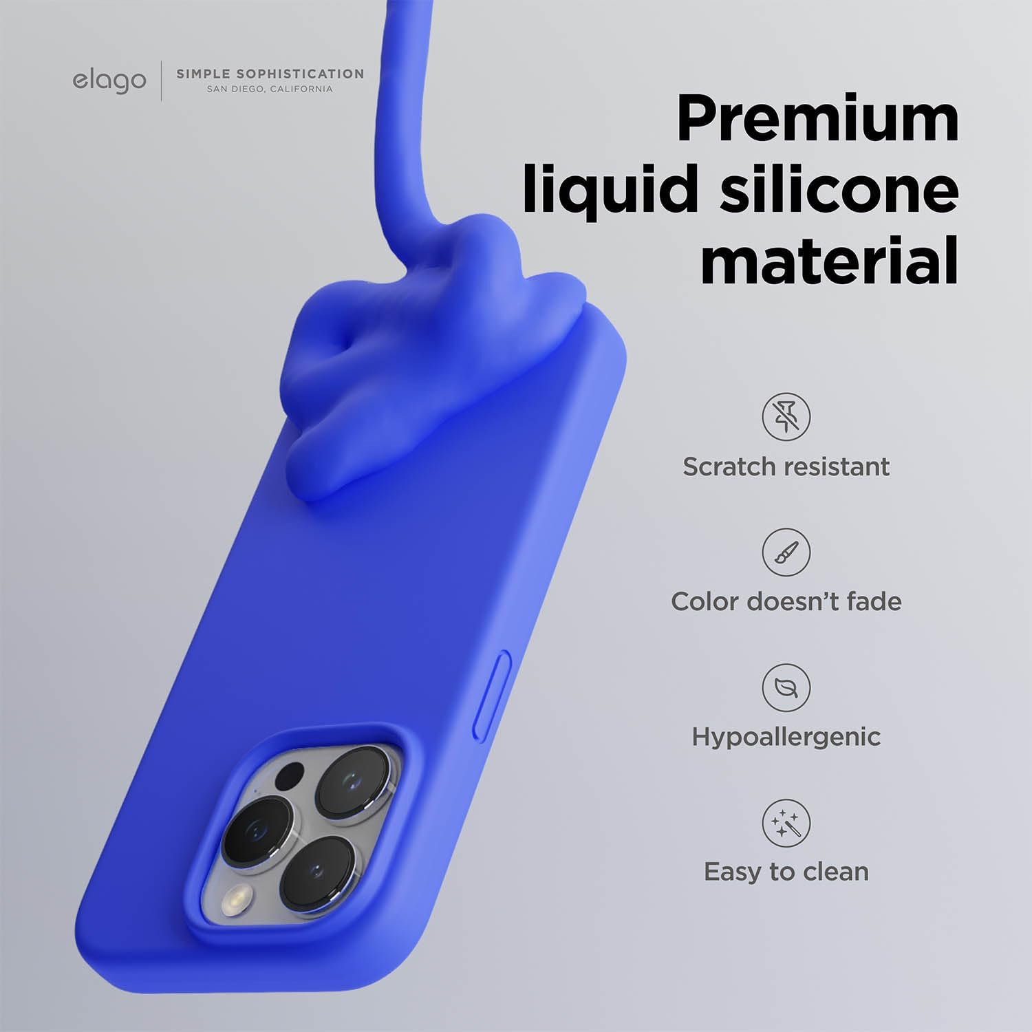 elago Compatible con iPhone 15 Pro Max, funda de silicona líquida, funda protectora de cuerpo completo, a prueba de golpes, funda delgada para