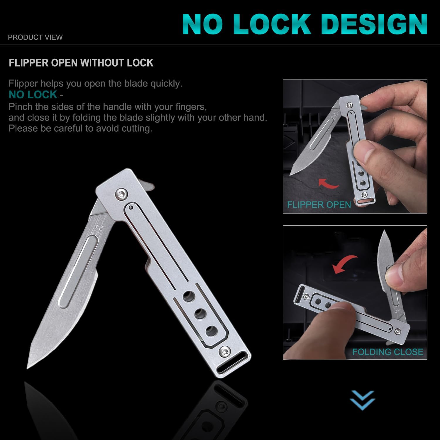 Cuchillo de bisturí plegable, cuchillo de bolsillo para hombres, cuchillo de llavero pequeño, cuchillos delgados con 10 cuchillas reemplazables #24,