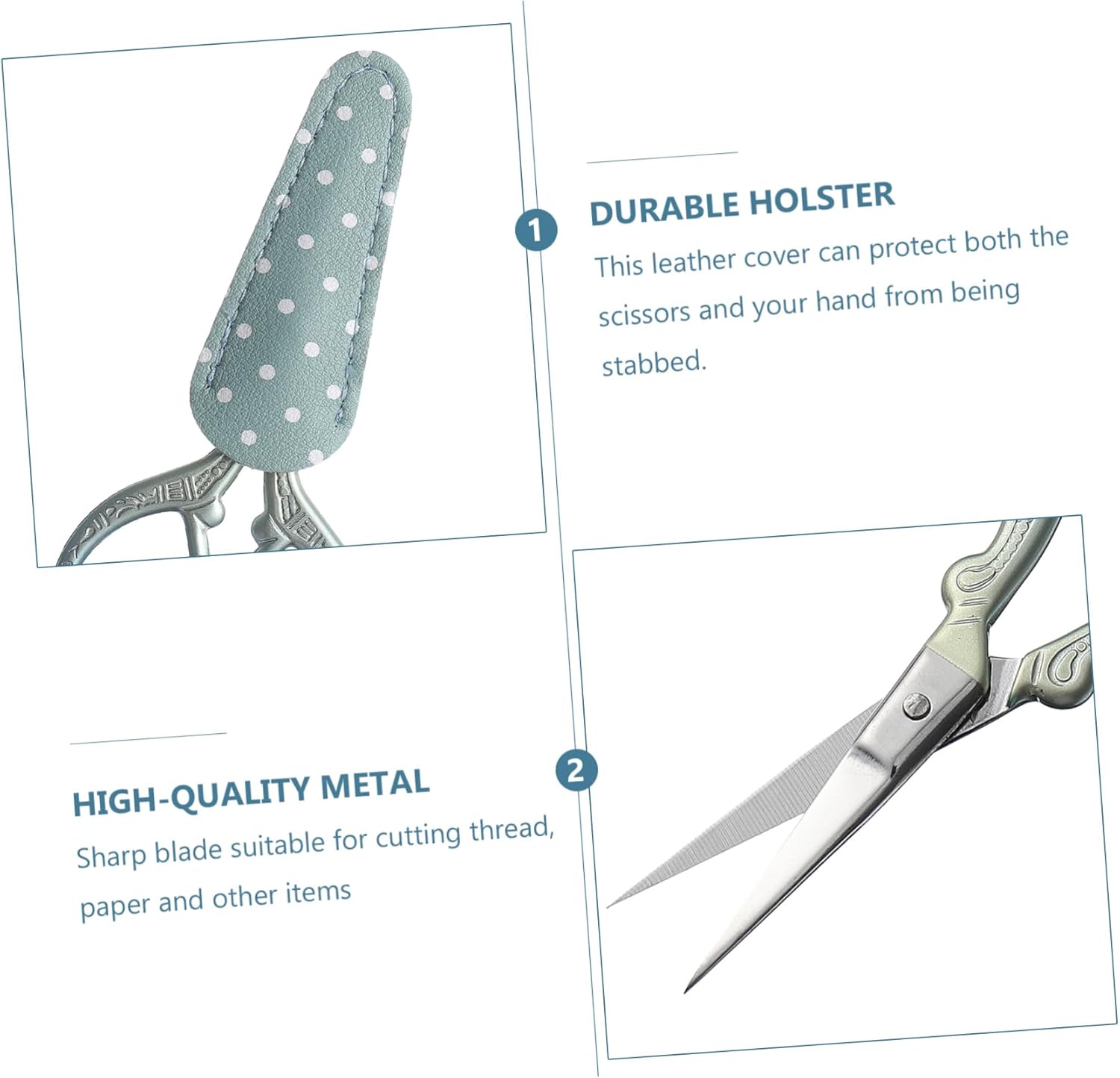 TEHAUX Tijeras de bordado Tijeras de costura pequeñas Tijeras de punta Tijeras para coser Tijeras de sastre Tijeras de metal Tijeras de hilo de