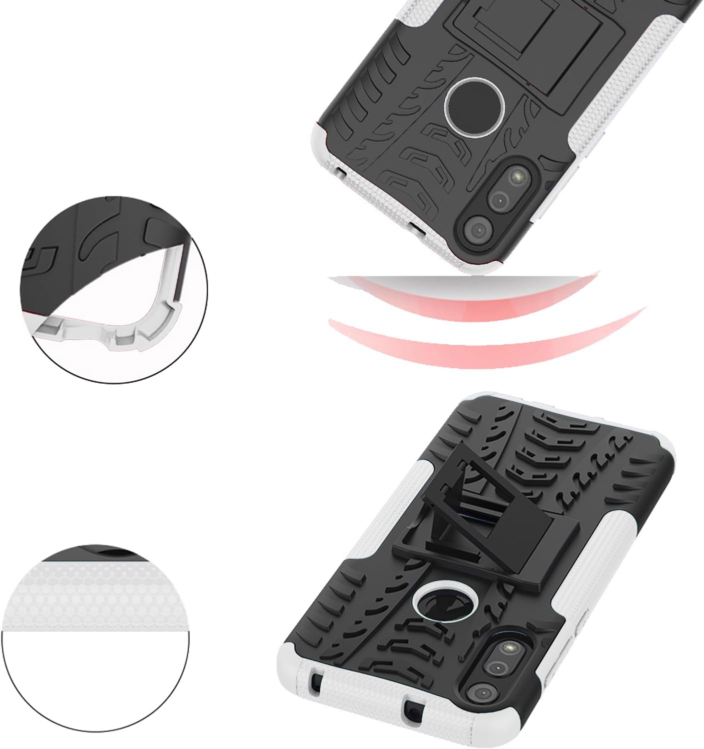 Asuwish Funda de teléfono para Moto E 2020 Motorola E7 con protector de pantalla y soporte delgado, híbrida, resistente, funda protectora para