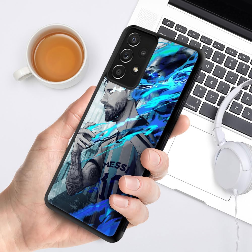 Henok Funda compatible con Samsung Galaxy A53 5G, Y A1 Jugador de Fútbol Diseño Retro con Antideslizante a prueba de golpes Protector de PC