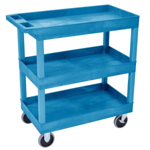 Luxor Carrito de bañera de alta capacidad resistente con tres estantes con asa, 18 pulgadas de profundidad x 35.25 pulgadas de ancho x 37.25 Luxor Carrito de bañera de alta capacidad resistente con tres estantes con asa, 18 pulgadas de profundidad x 35.25 pulgadas de ancho x 37.25