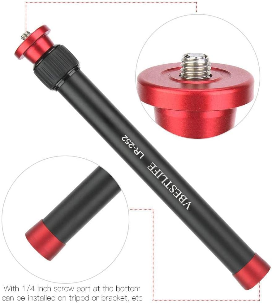 Tubo de extensión de trípode, poste de extensión de cardán, varilla de extensión de monopod de montaje de trípode de aleación de aluminio para