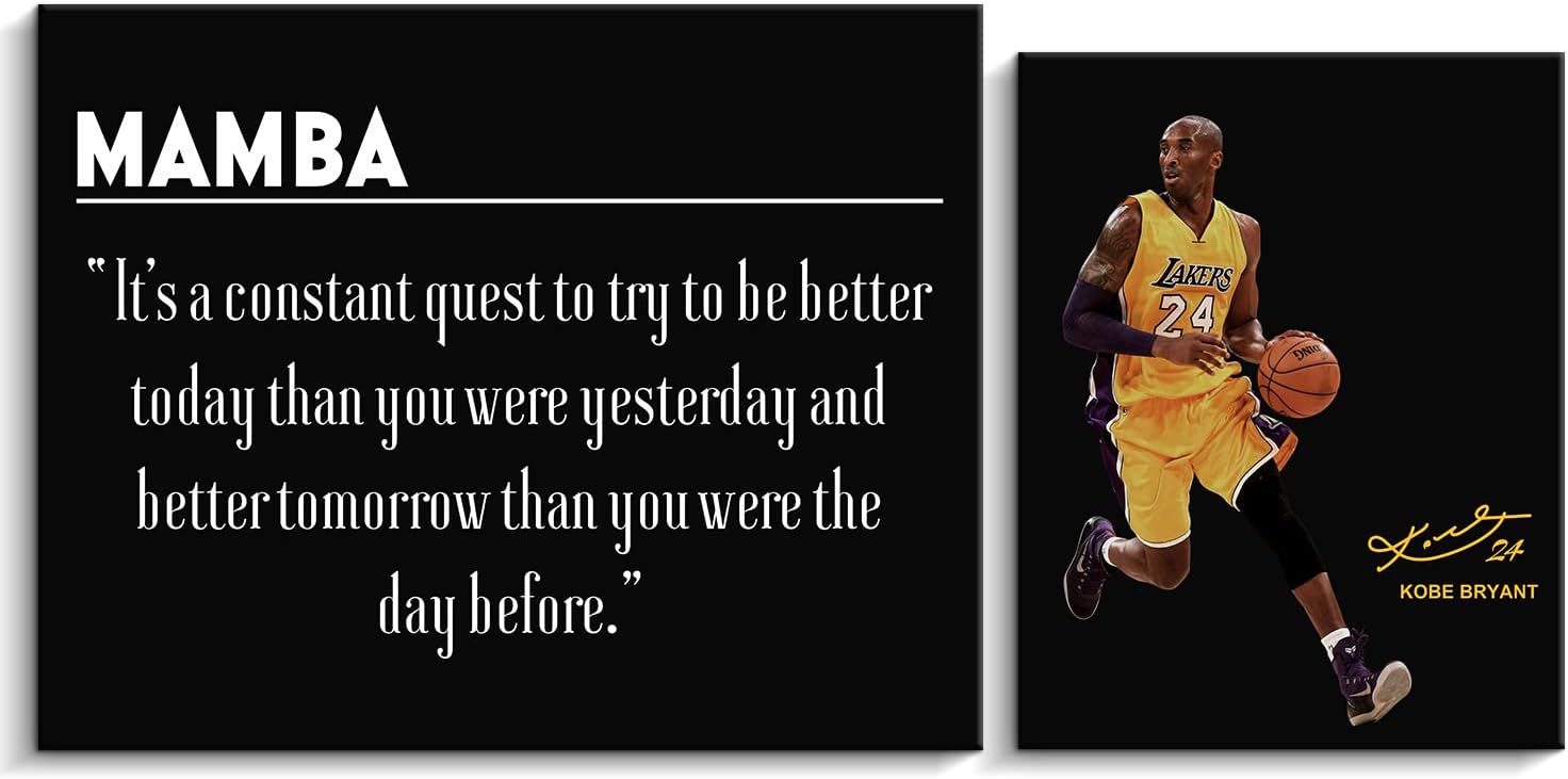 Kas Home Póster inspirador de Kobe Bryant, arte inspirador para pared, con citas inspiradoras, decoración colgante motivacional, jugador de