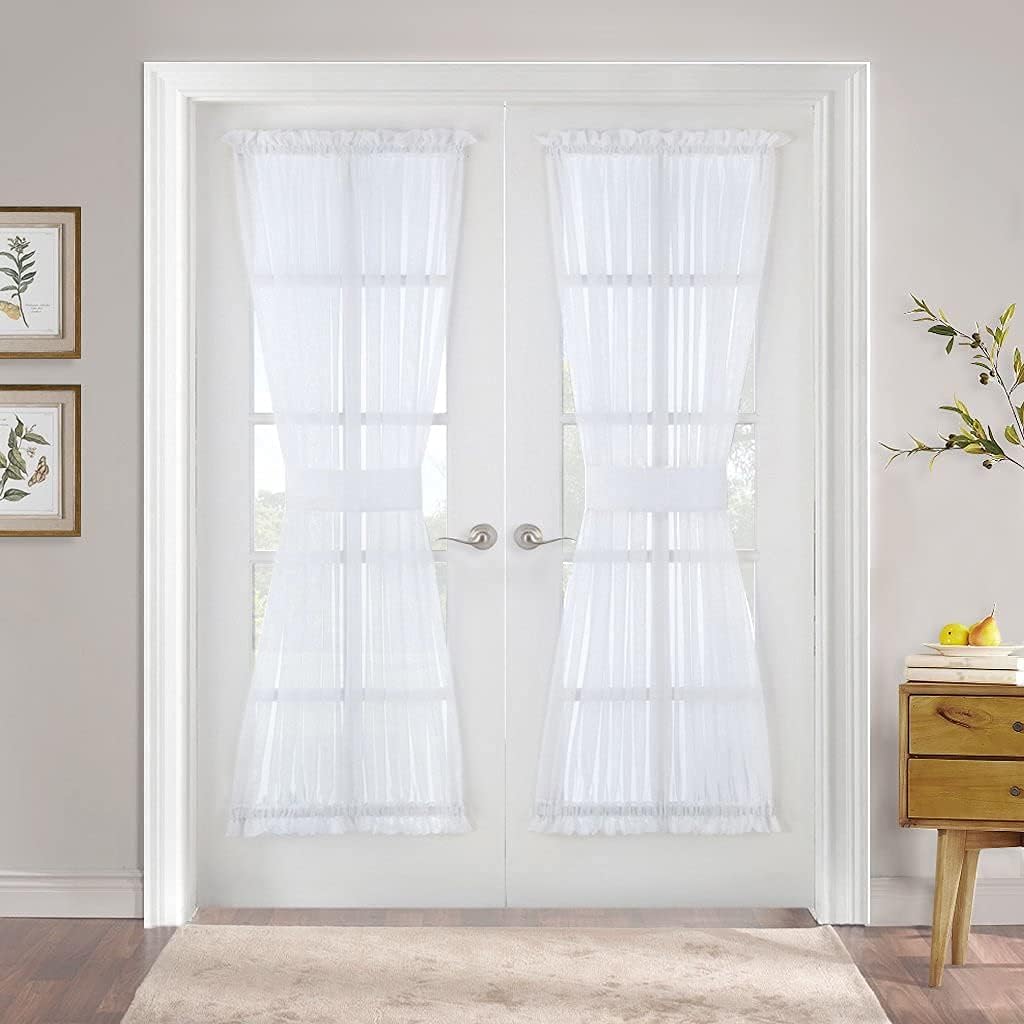 PONY DANCE Cortinas de ventana de puerta lateral para puerta delantera, cortina de puerta francesa para luz lateral de ventana pequeña, cortinas de