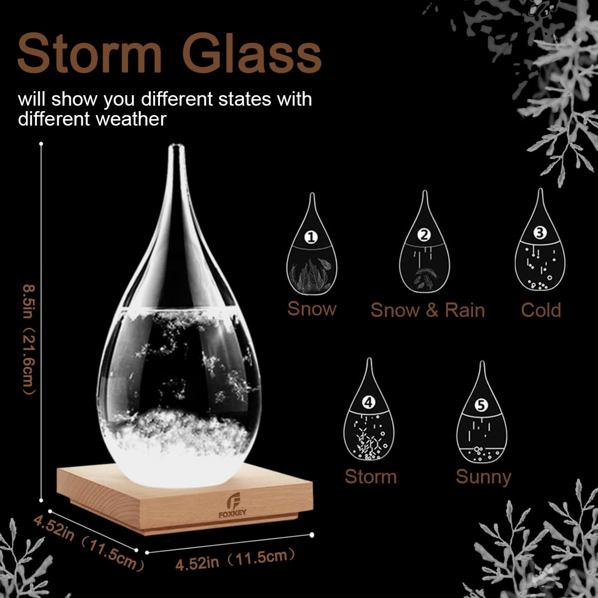 Predictor meteorológico de vidrio de tormenta, previsión meteorológica, barómetro decorativo para el hogar, globo de nieve, vidrio de tormenta, nube