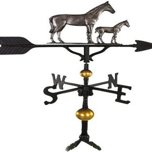 Montague Metal Products Veleta de lujo de 32 pulgadas con adorno de yegua de hierro sueca y potro Montague Metal Products Veleta de lujo de 32 pulgadas con adorno de yegua de hierro sueca y potro