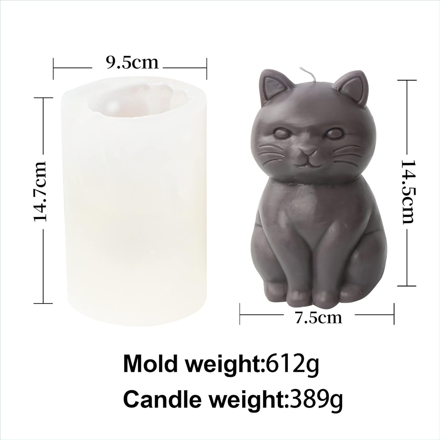Molde de vela 3D para gatos, molde de fundición de resina animal de silicona, molde de silicona para gatos gordos para chocolate, fondant, jabón,