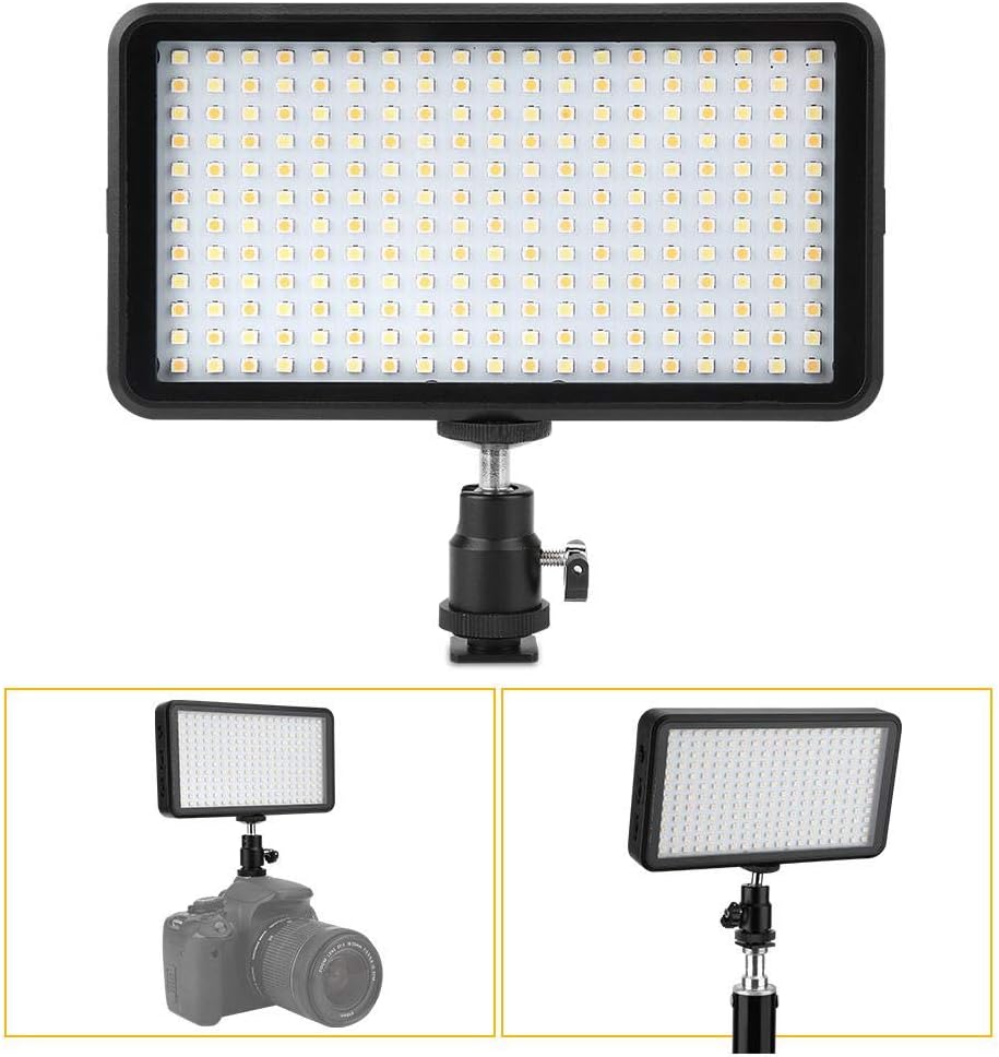 PUSOKEI Luz de video LED, W228 3200K6000K lámpara de panel de luz LED, 228 cuentas LED de fotografía luz de relleno para cámara Nikon para Canon