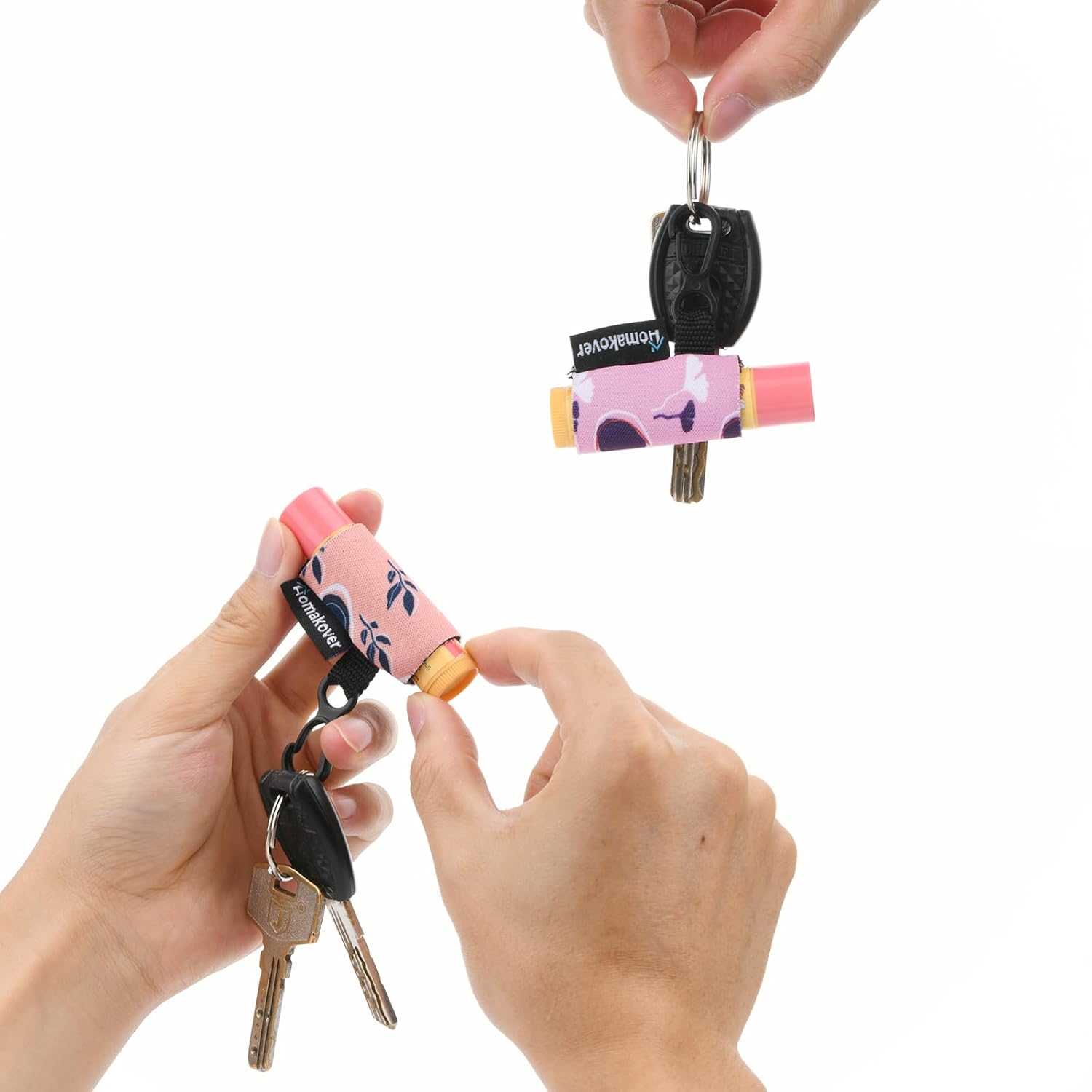 Paquete de 6 soportes compactos con clip, clip de liberación premium, funda de neopreno, bálsamo labial con clip, se adapta a la mayoría de los