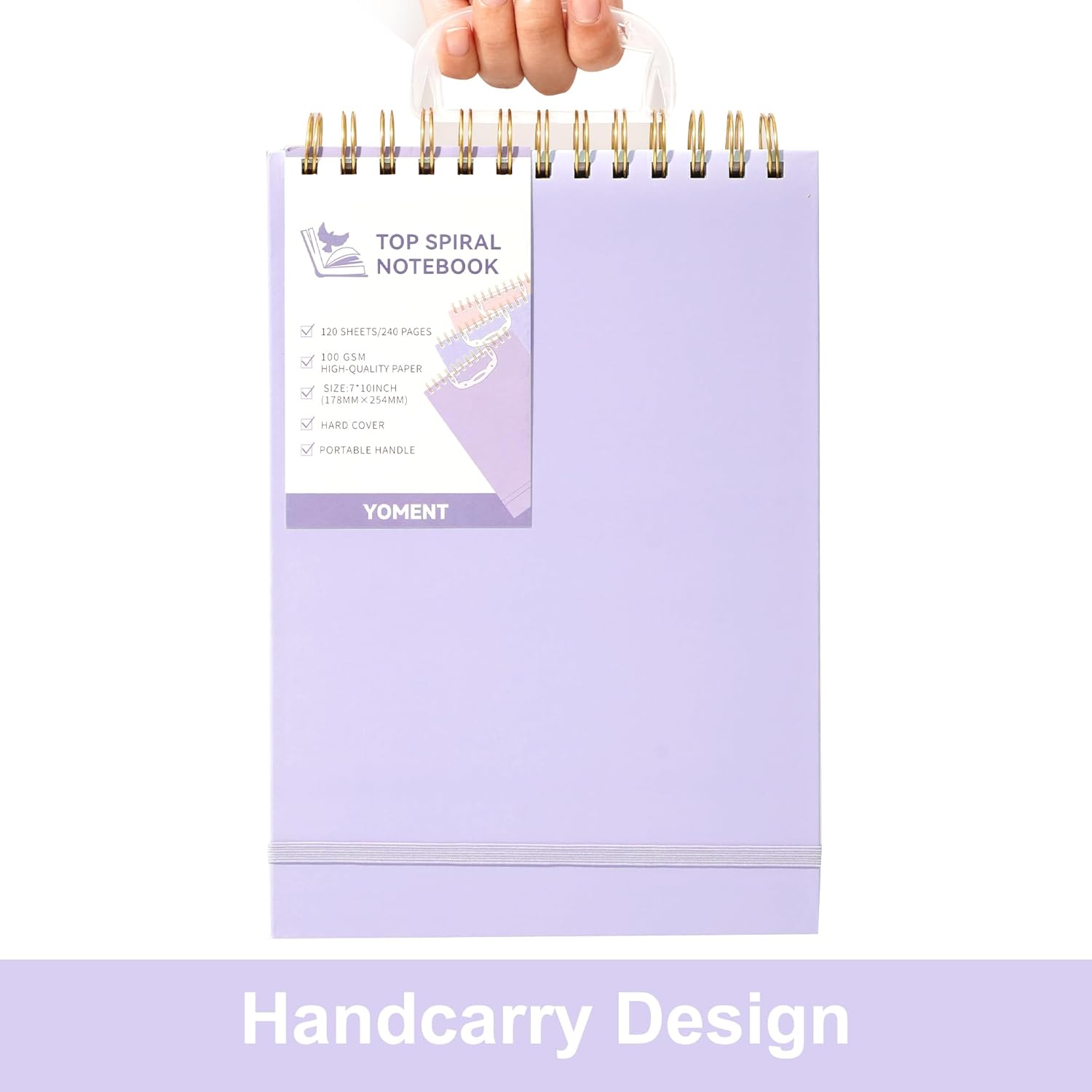 Yoment Top – Cuadernos de espiral de tapa dura, cuaderno grande con rayas de 7 x 10 pulgadas, 240 páginas rayadas, cuadernos en espiral para zurdos,