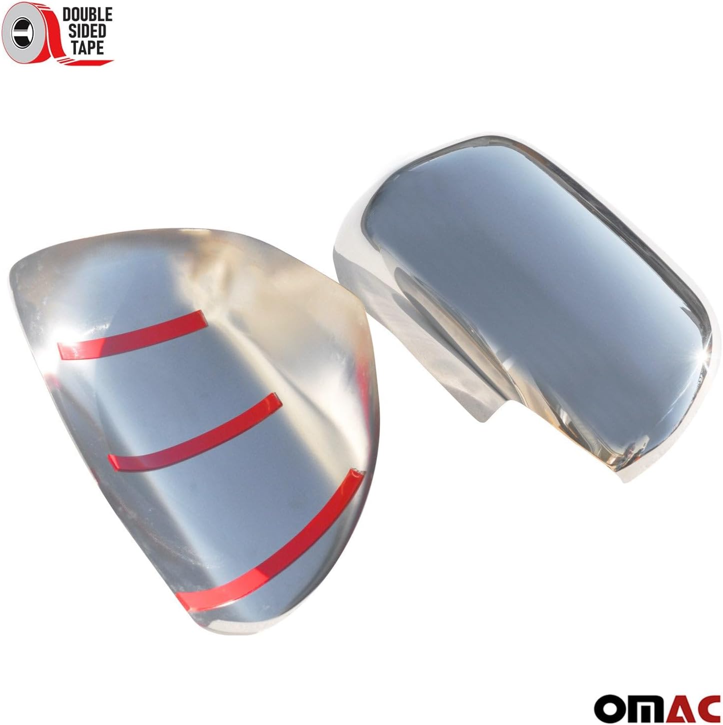 OMAC Tapas de cubierta de espejo lateral para Toyota 4Runner 2003-2009 acero plateado 2 piezas