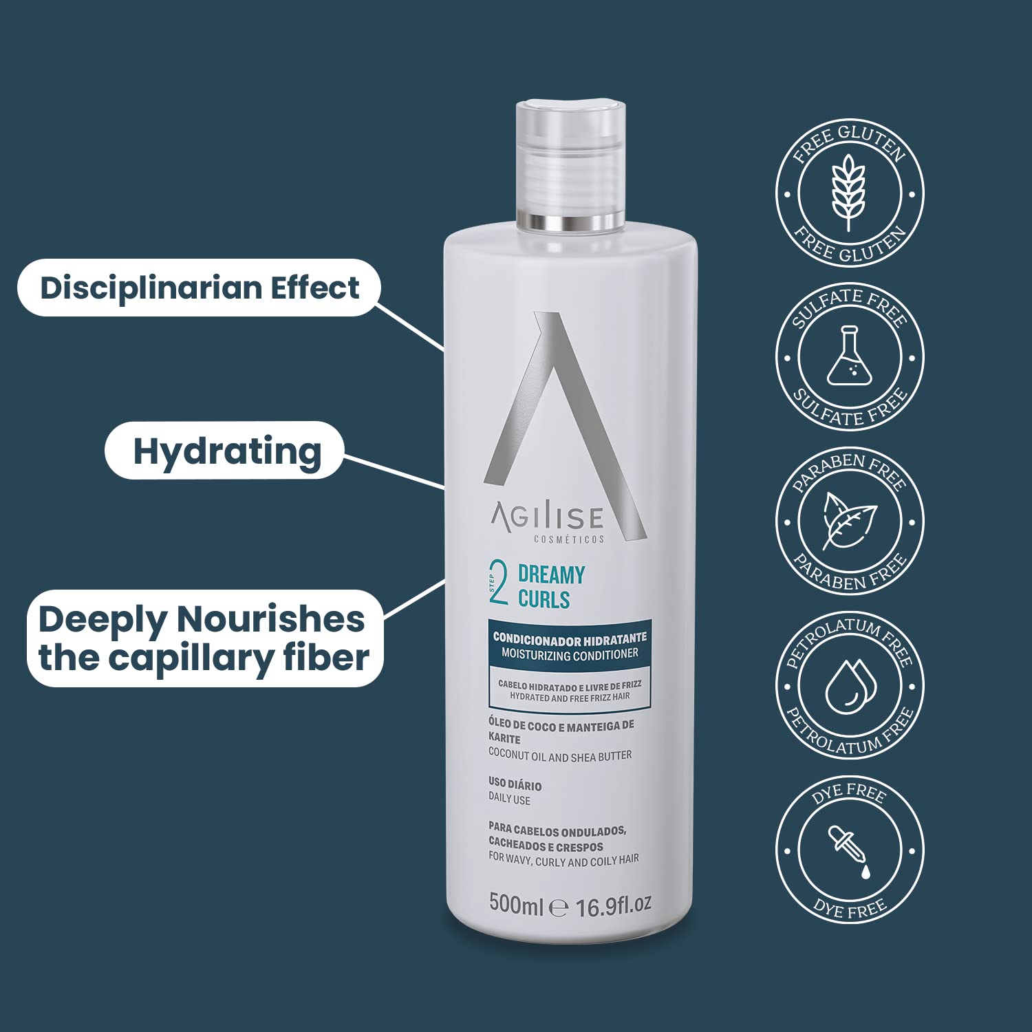 agilise – Acondicionador de cabello Dreamy Curls – Acondicionador de rizos para tratamiento de cuidado del cabello ondulado y enrollado – VEGANO,