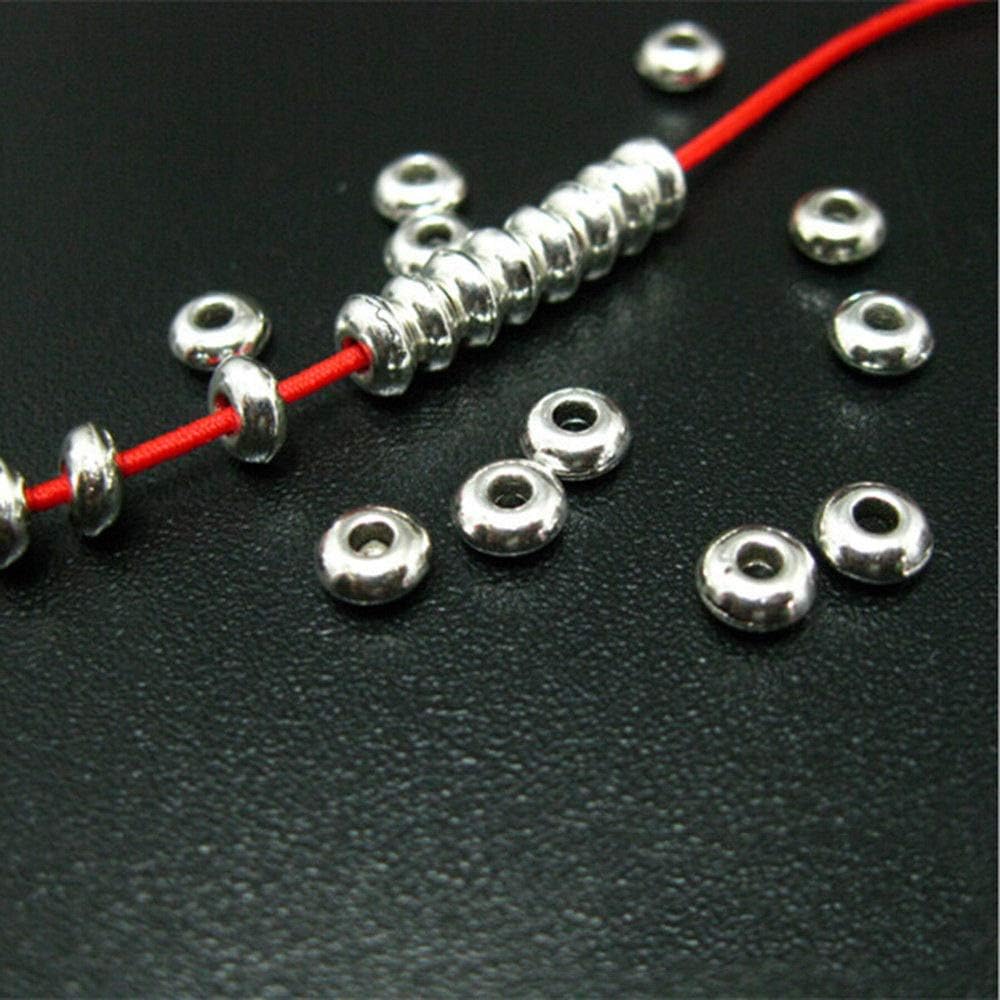 200 piezas redondas de plata de acero inoxidable espaciador cuentas DIY joyería hallazgos