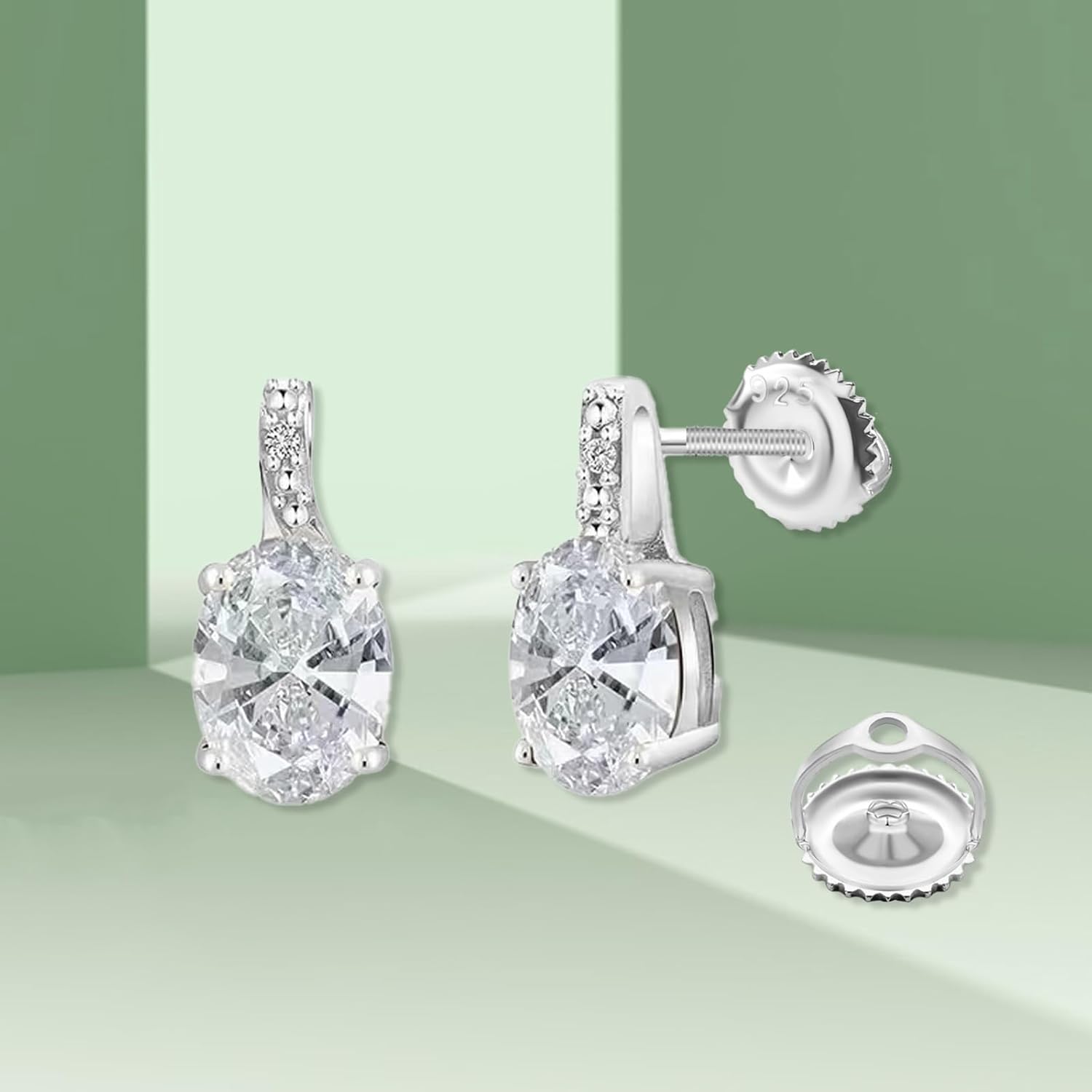 2 pares de aretes de repuesto de rosca de plata de ley 925 para tachuelas, hipoalergénicos chapados en oro seguros para postes roscados de 0.032