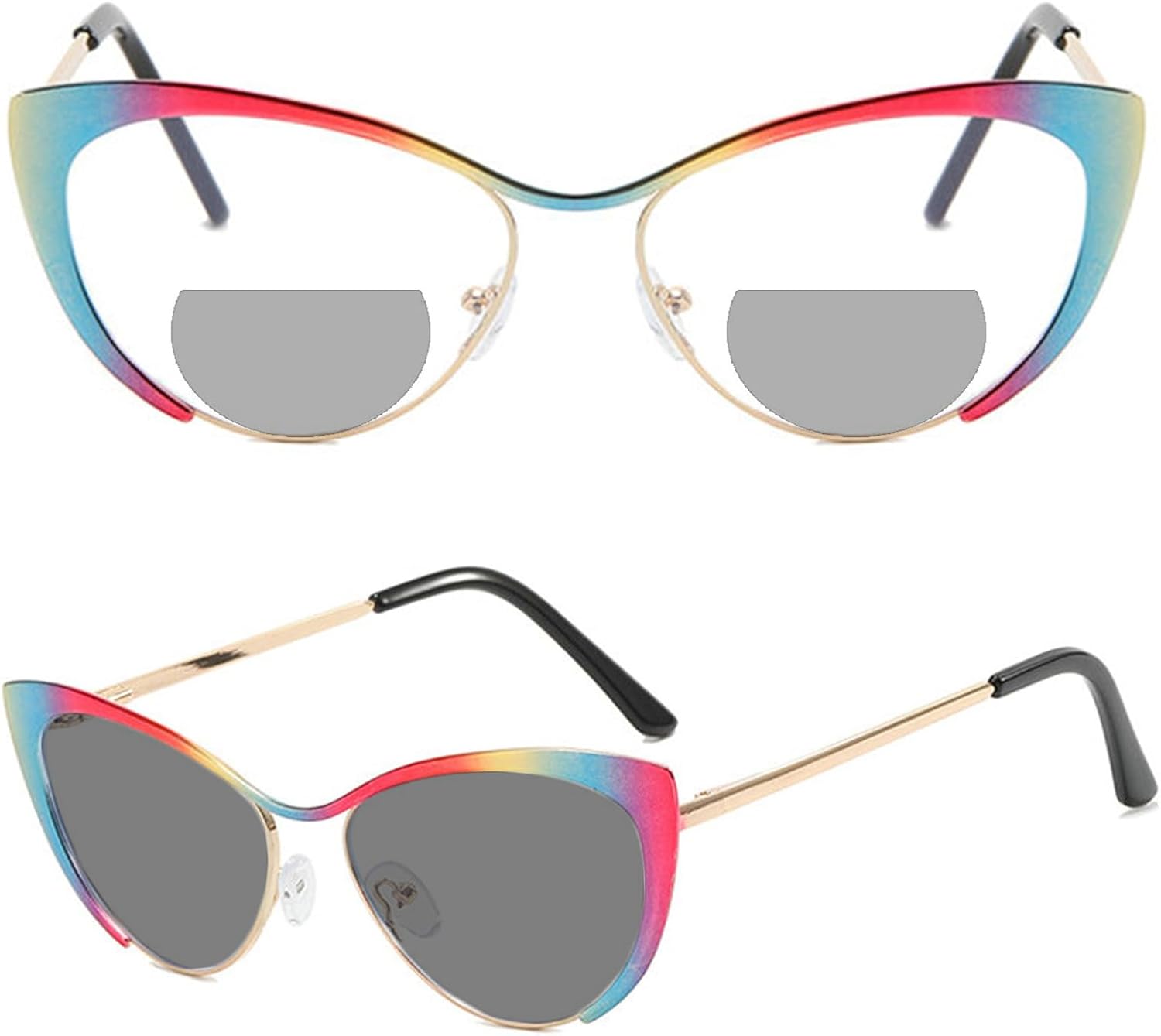 Gafas de lectura bifocales únicas para mujer, transición, fotocromáticas, para computadora, ojo de gato, UV400