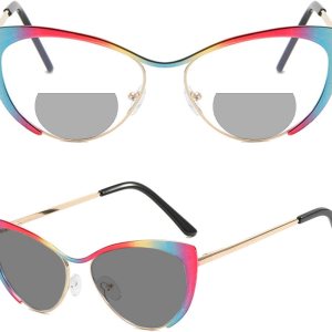 Gafas de lectura bifocales únicas para mujer, transición, fotocromáticas, para computadora, ojo de gato, UV400 Gafas de lectura bifocales únicas para mujer, transición, fotocromáticas, para computadora, ojo de gato, UV400
