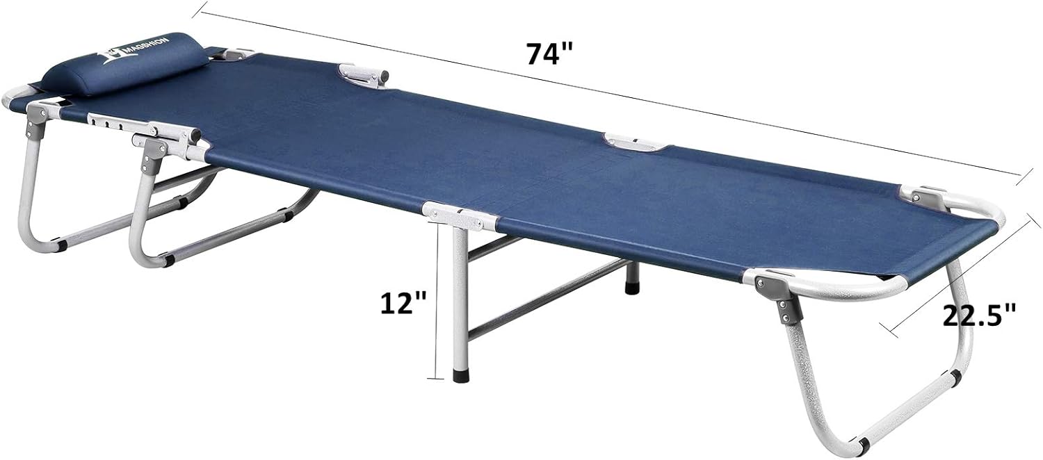 Magshion Catre portátil plegable militar para campamento, catre ligero para acampar al aire libre para adultos, fácil de instalar con bolsa de