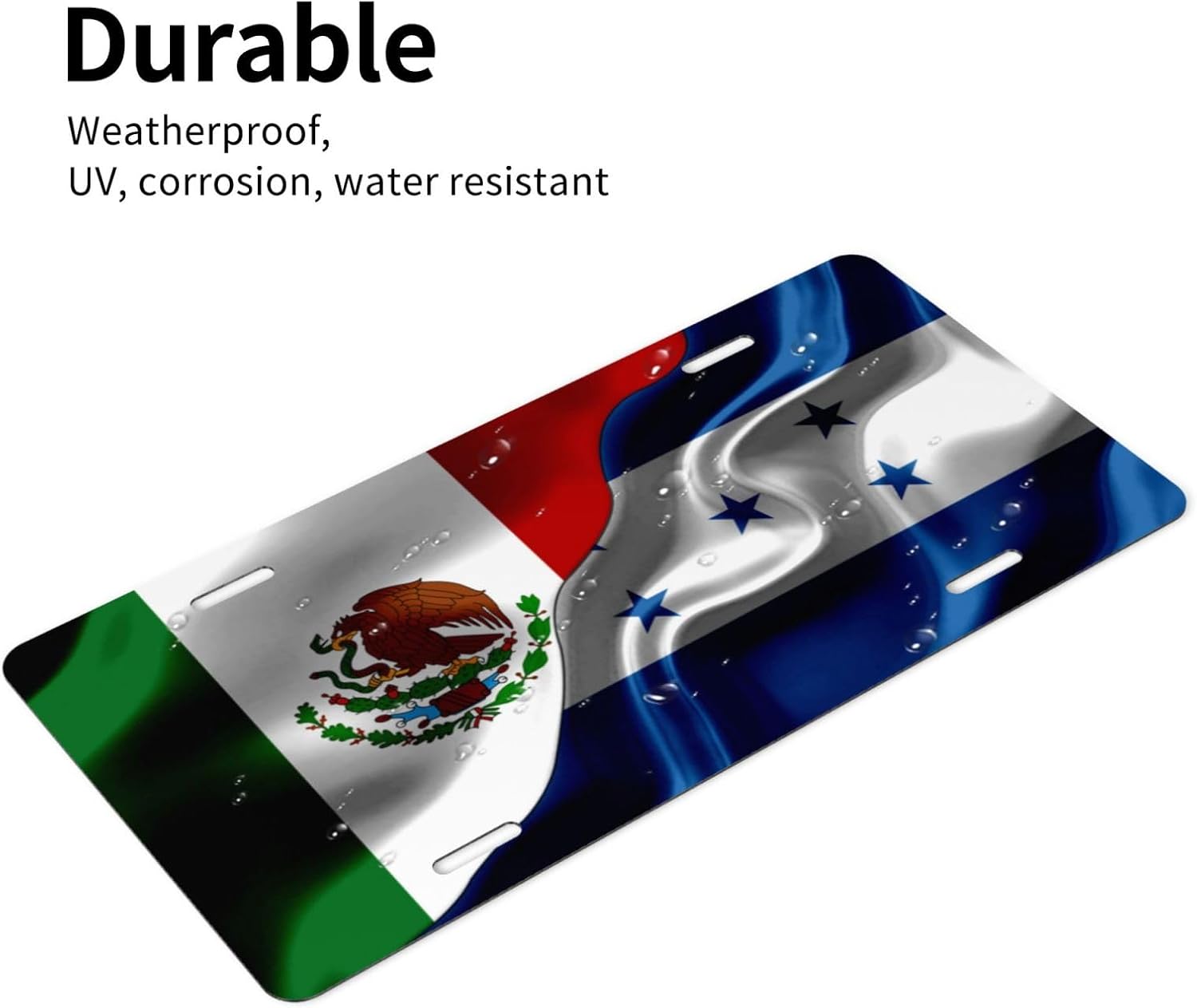 Placa de matrícula de la bandera de Honduras de México y Honduras de México y Honduras para la parte delantera del automóvil, etiqueta de aluminio