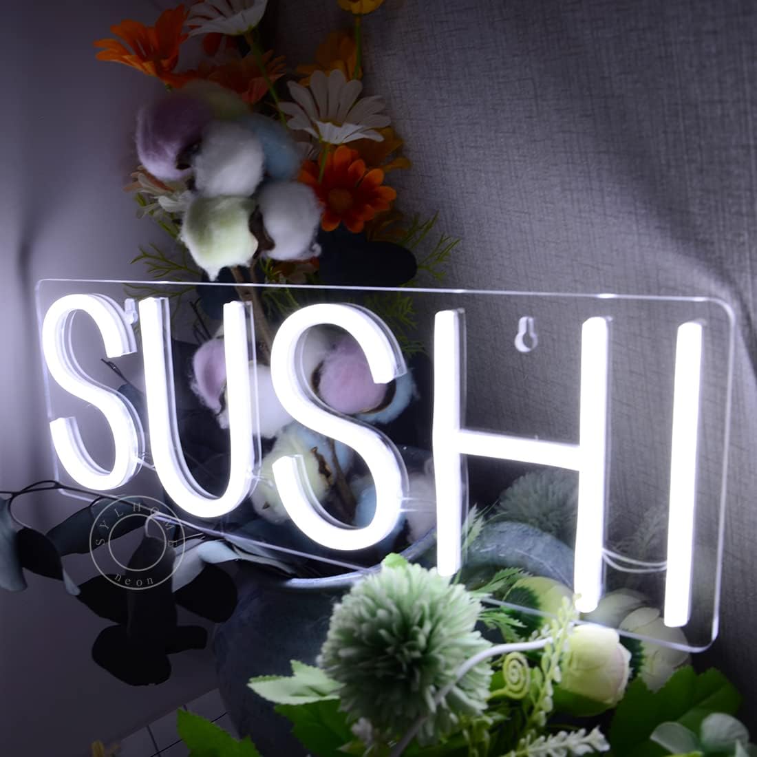 SYLHOME SUSHI – Letrero de luz LED de neón para negocios, decoración para colgar en ventanas, restaurante, pancarta publicitaria, mesa de sushi,