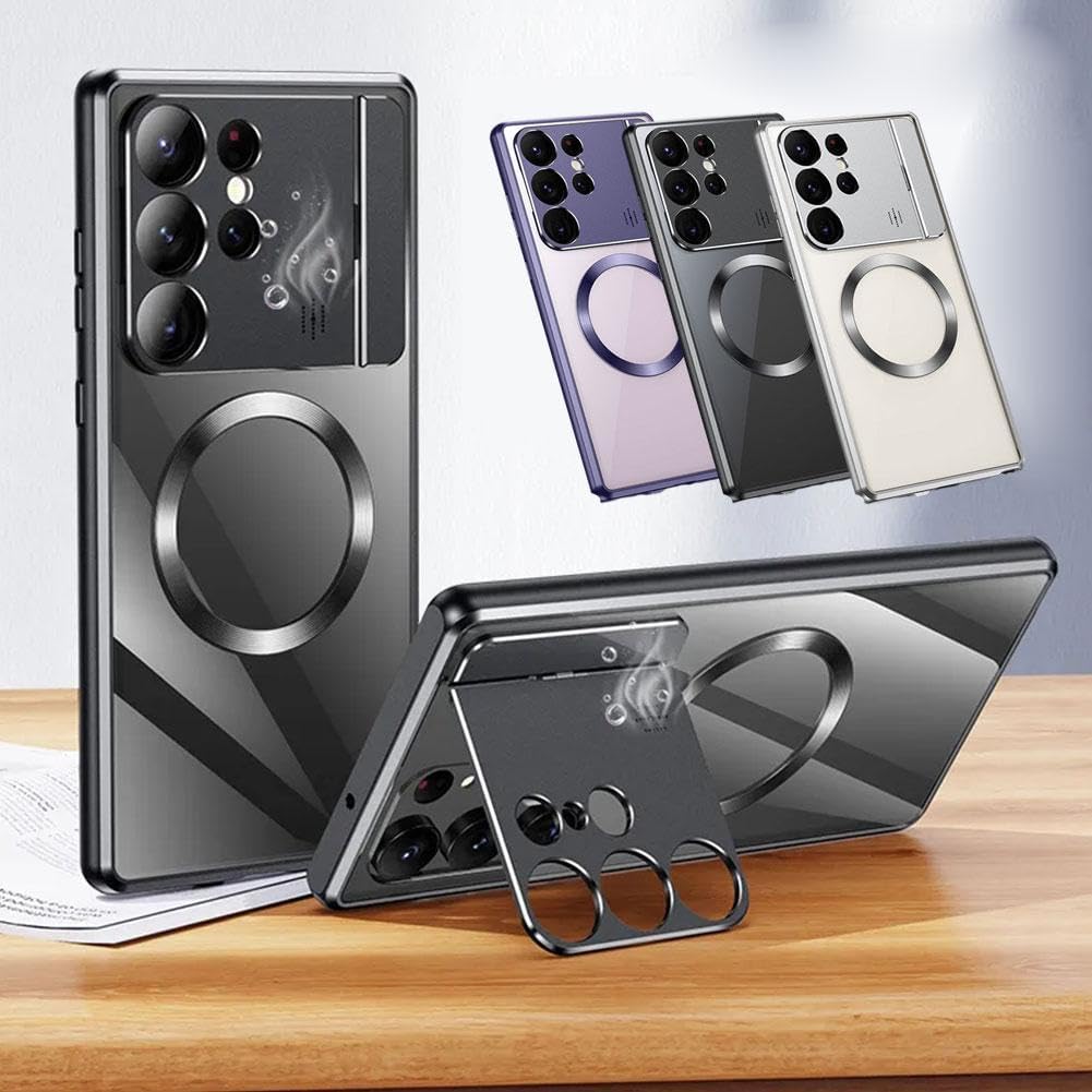 Para Samsung s22s23ultra Soporte plegable de succión magnética para aromaterapia, Streamer Metal esmerilado Soporte plegable magnético Shell púrpura