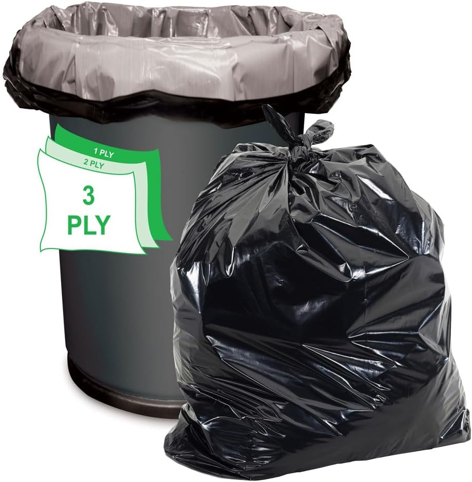 Aluf Plastics Revestimientos negros resistentes para botes de basura de 55-60 galones, 2 milésimas de pulgada de pulgada de grosor (38 x 58