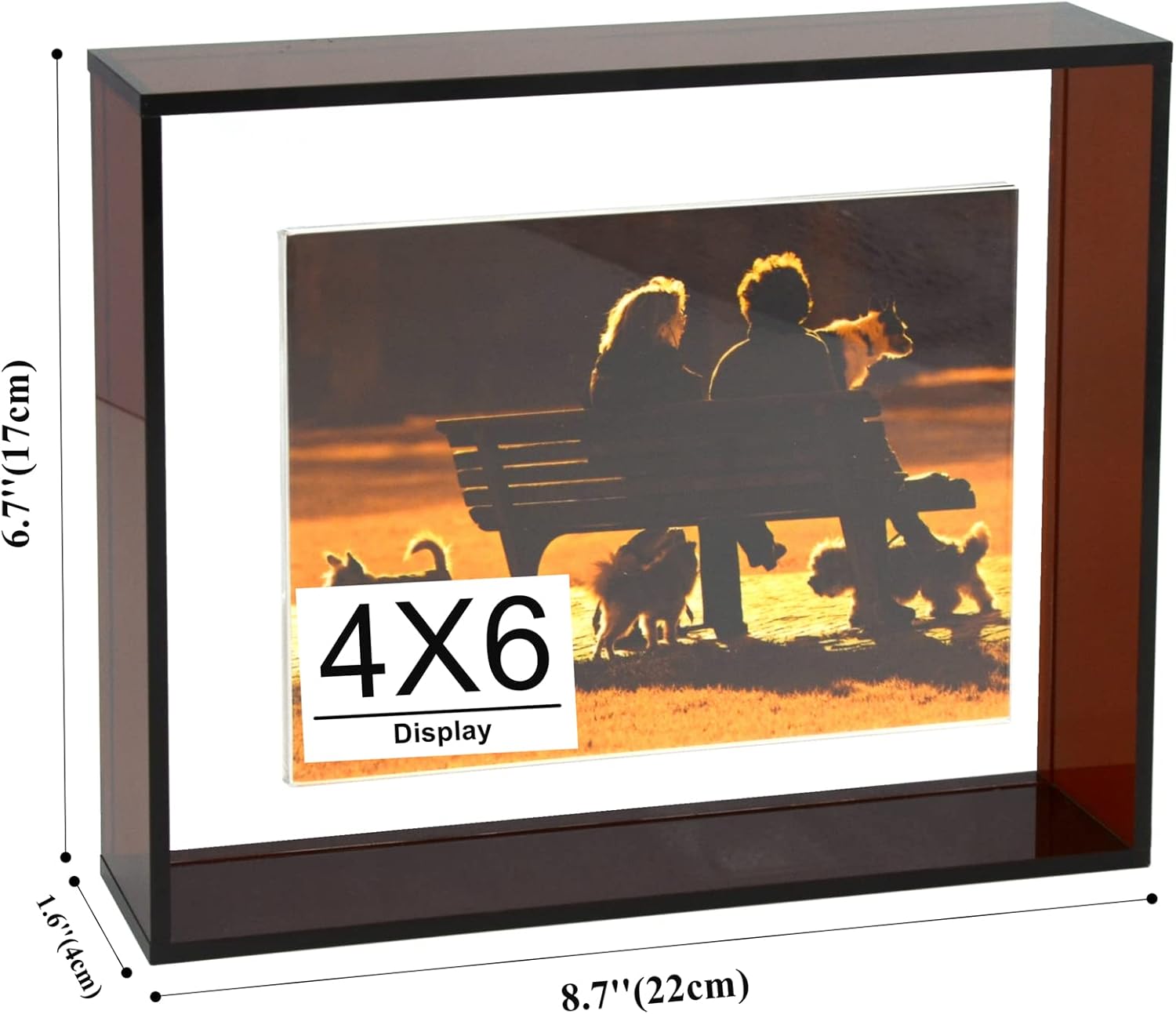 Marco de fotos flotante de acrílico neón de 4 x 6 pulgadas, para pared, marco de escritorio de mesa, decoración moderna de colores para galería,