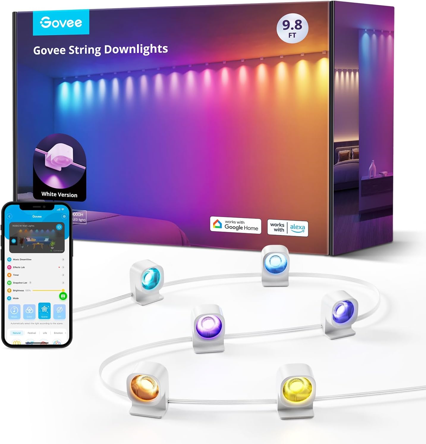Govee RGBIC – Tira de luces LED inteligentes que funciona con Alexa, lámpara de pared interior que cambia de color para fiestas, Año Nuevo y diario,
