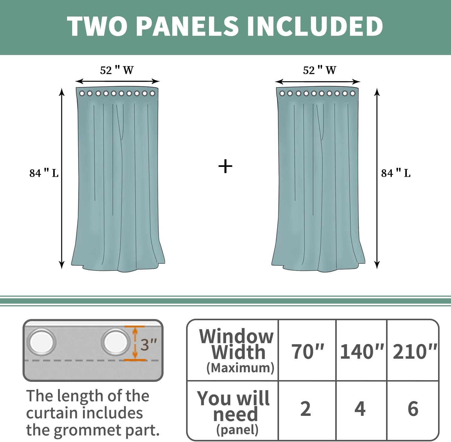 QUEMAS Cortinas opacas beige de 84 pulgadas de largo, juego de 2 paneles para sala de estar, aislamiento térmico, 100% bloqueo de luz, cortinas de