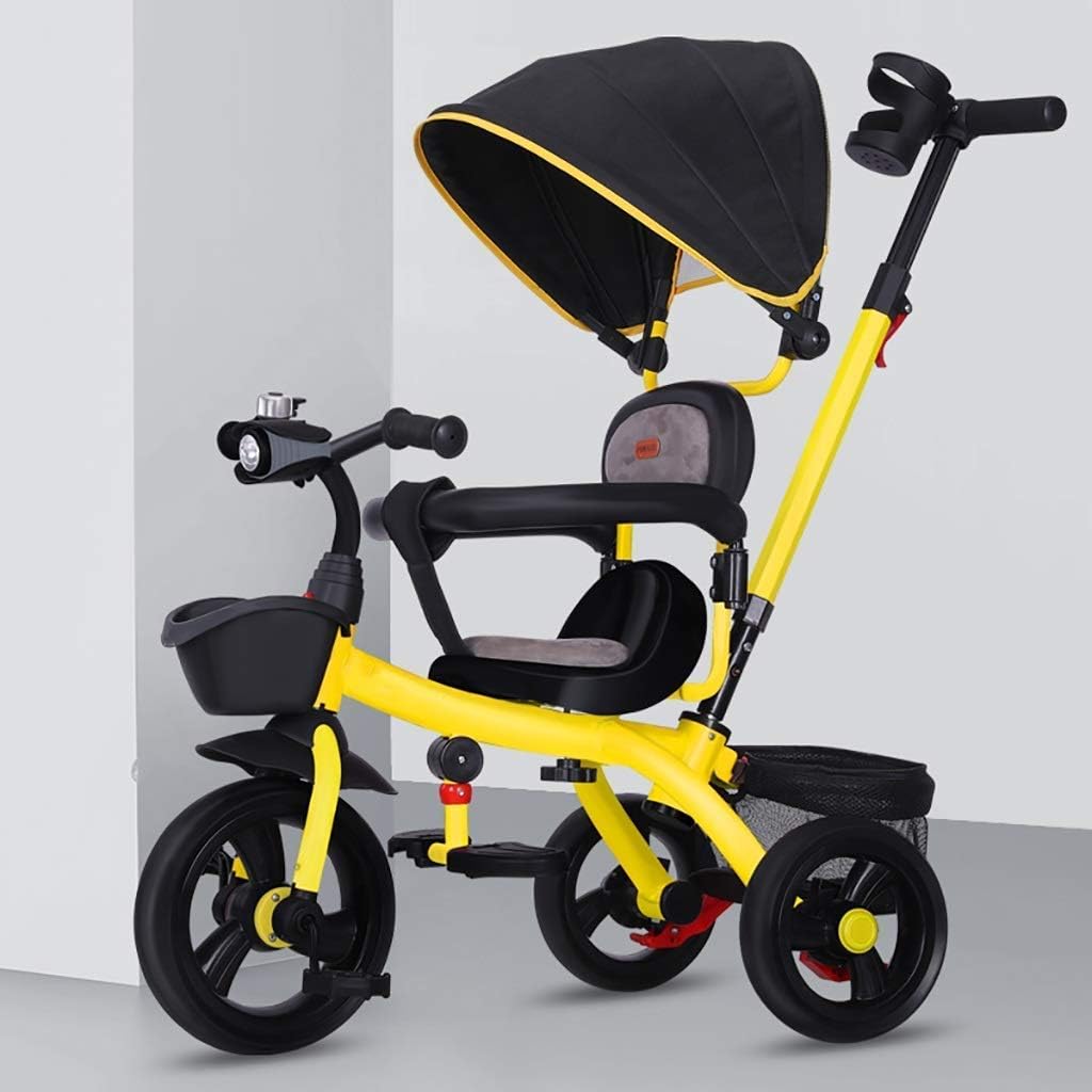 Triciclo plegable para niños pequeños al aire libre, giratorio con altura de asiento ajustable, ruedas traseras convertibles y pedal extraíble
