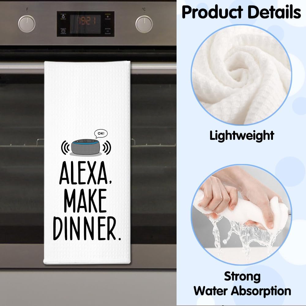Alexa, Make Dinner – Toalla de cocina con altavoces, regalo para mujeres, hermanas, amigas, mamá, tía, anfitriona, amante de la música, inauguración