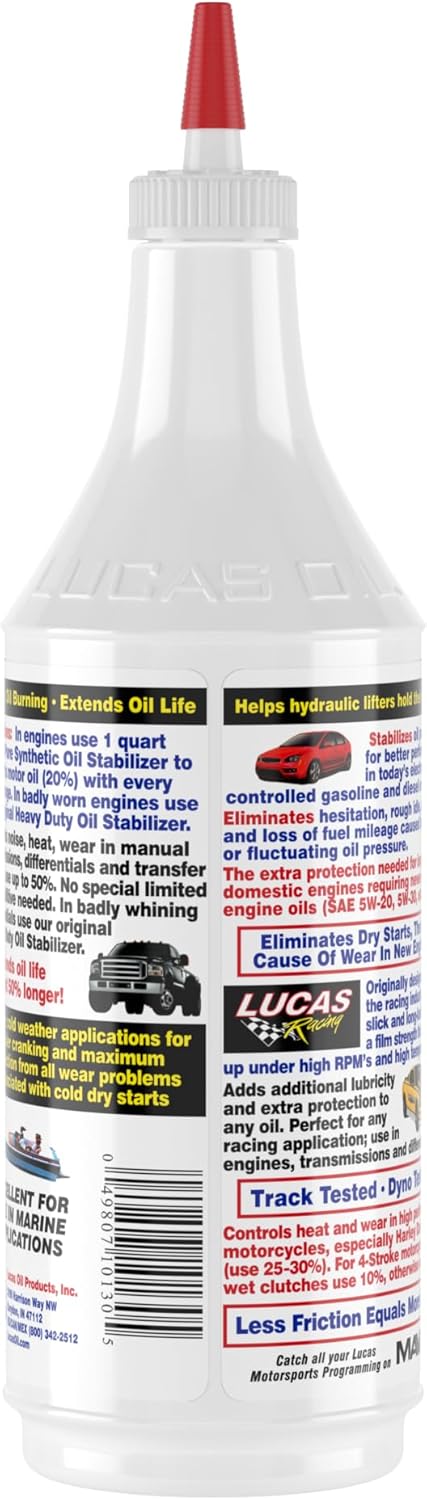 Lucas Oil 10130 Estabilizador de aceite sintético puro, 1 cuarto de galón (paquete de 2)