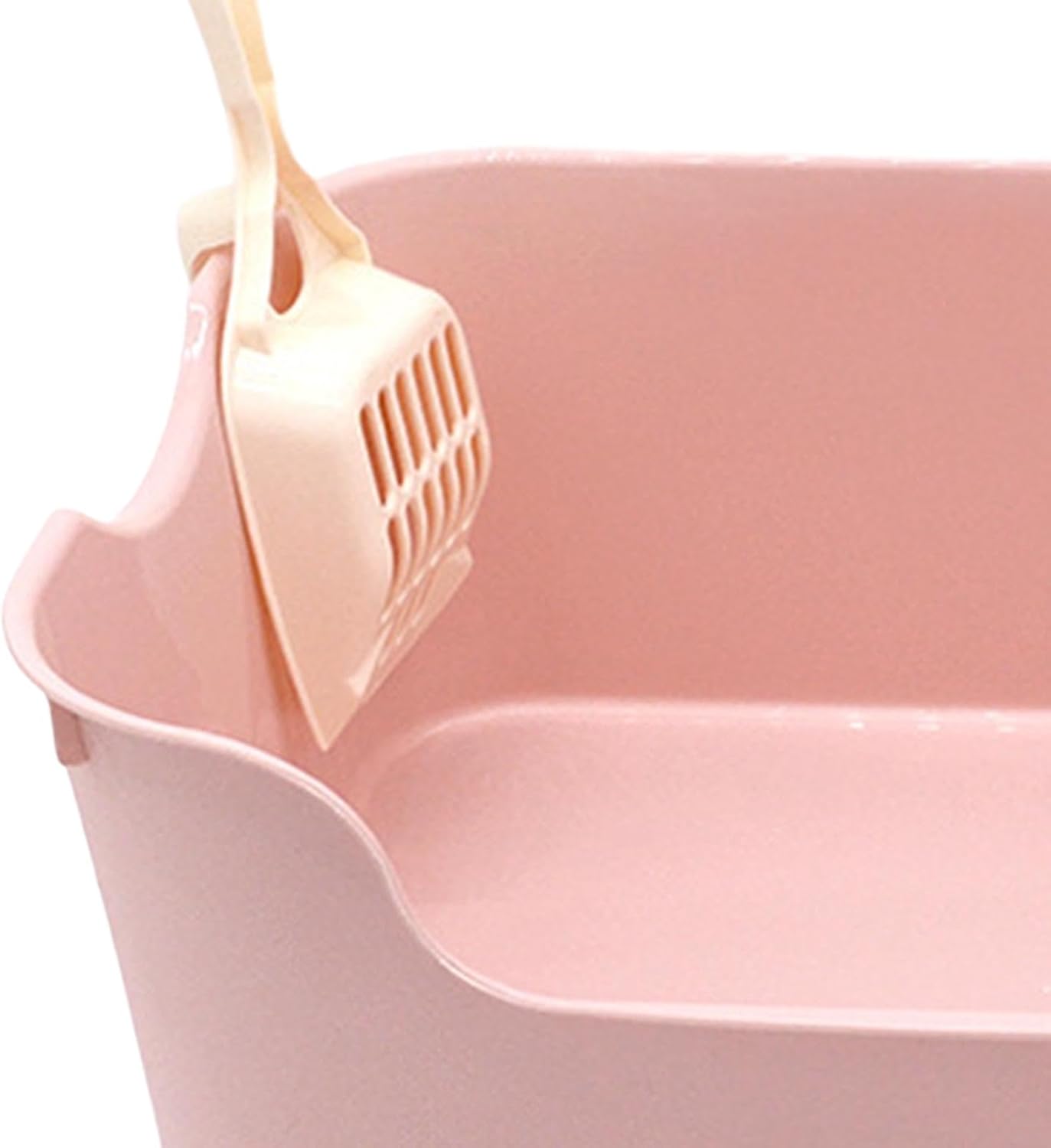 Sartén de inodoro para gatos pequeños, medianos y grandes, fácil de limpiar, contenedor de arena para gatos, color rosa