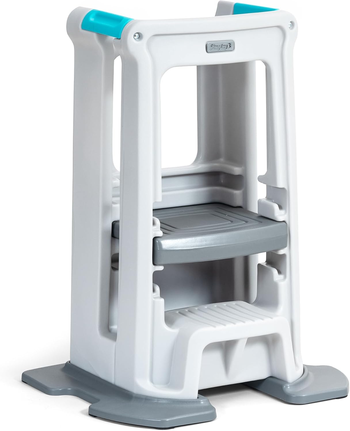 Simplay3 Taburete y base para niños pequeños con tres alturas ajustables, taburete para niños, color blanco