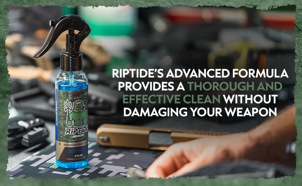 Riptide Armory Advanced – Limpiador de pistolas de 4 onzas, limpiador de armas multiusos, se dirige a depósitos de carbono, metales y residuos,