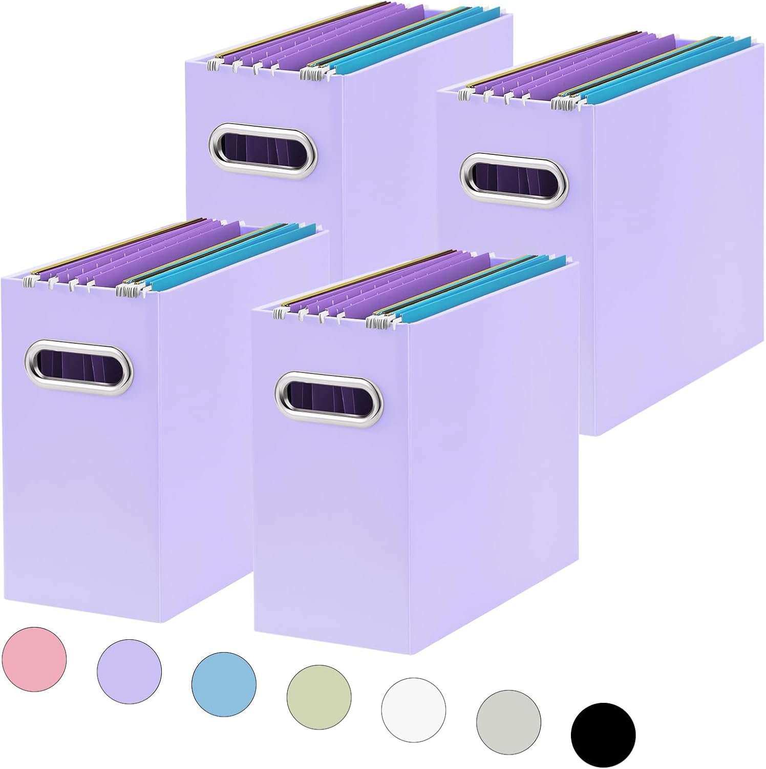 Oterri Organizador de archivos, caja de almacenamiento pequeña, organizador de carpetas de archivos de cartón, caja de archivos plegable,