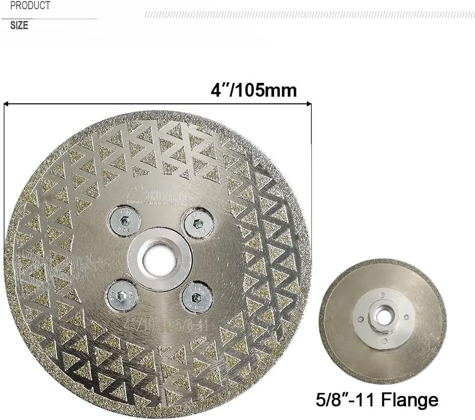 SHDIATOOL Disco abrasivo de diamante de 4 pulgadas para muela de corte de diamante recubierta de un solo lado de mármol de granito con eje de 58