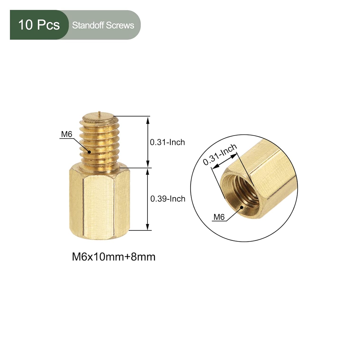 YOKIVE 10 tornillos de separación M6, separadores hexagonales de latón para PCB, mantienen la altura consistente, ideal para placa base (tono
