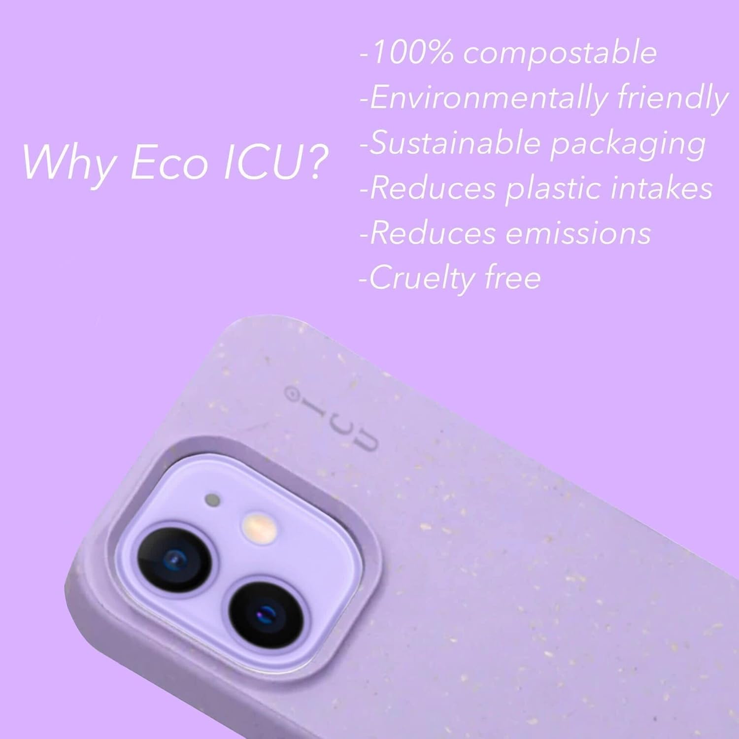 Funda para iPhone 12 (6.1), funda para iPhone 12 Pro (6.1), ecológica, compostable cero residuos, materiales a base de plantas, sin plástico (negro)
