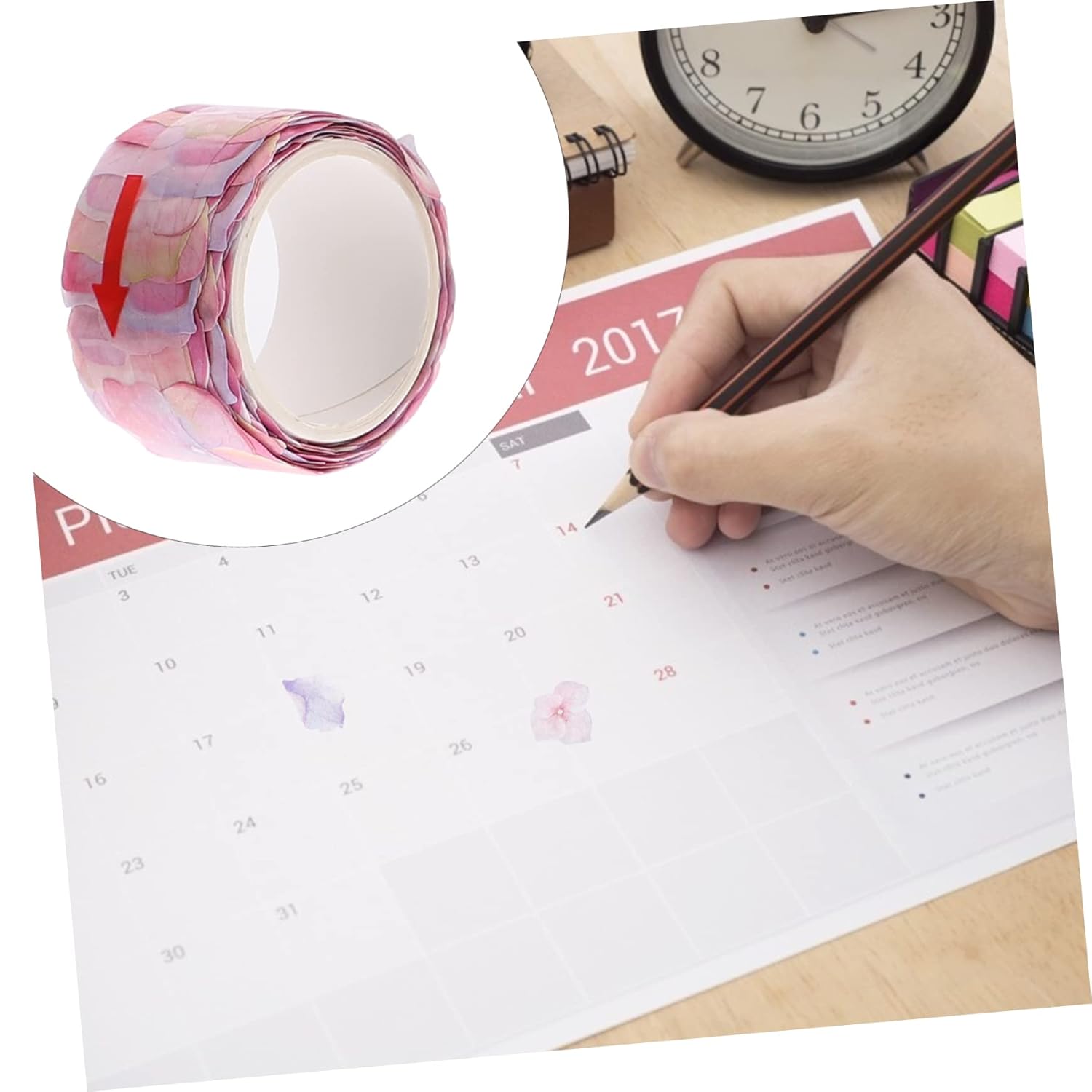 COHEALI Juego de 4 calcomanías de pétalos y washi para decoración de plantas, decoración de Navidad, juego de calcomanías para diario, cinta