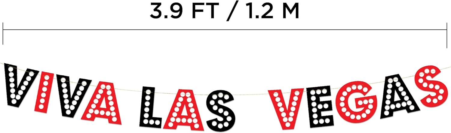 Viva Las Vegas – Cartel con purpurina roja y negra, decoración de despedida de soltera y fiesta de cumpleaños, regalos, suministros e ideas