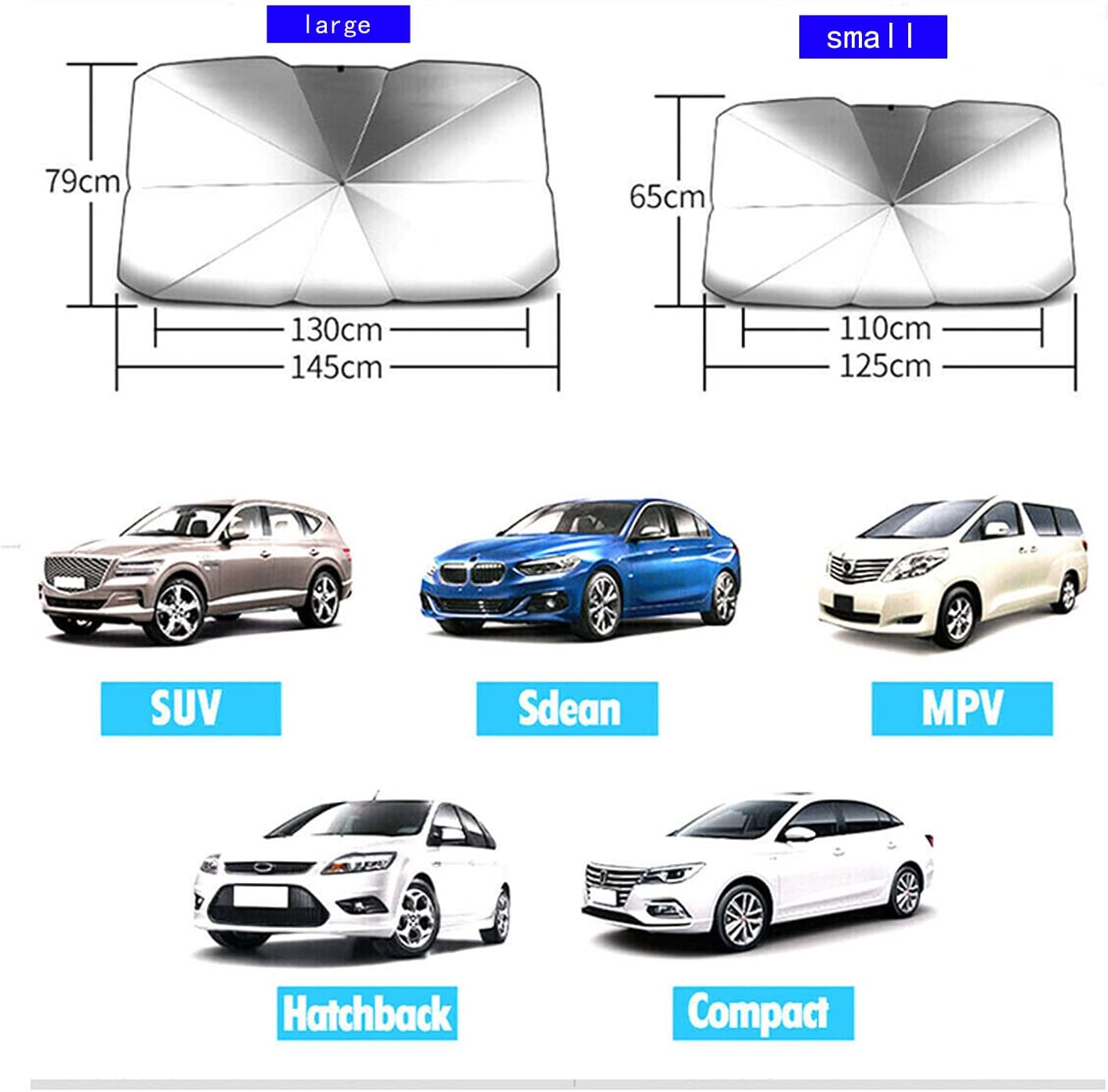 Protector de parasol para ventana delantera de automóvil, protector solar para automóvil, accesorios de protección interior para parabrisas (grande)