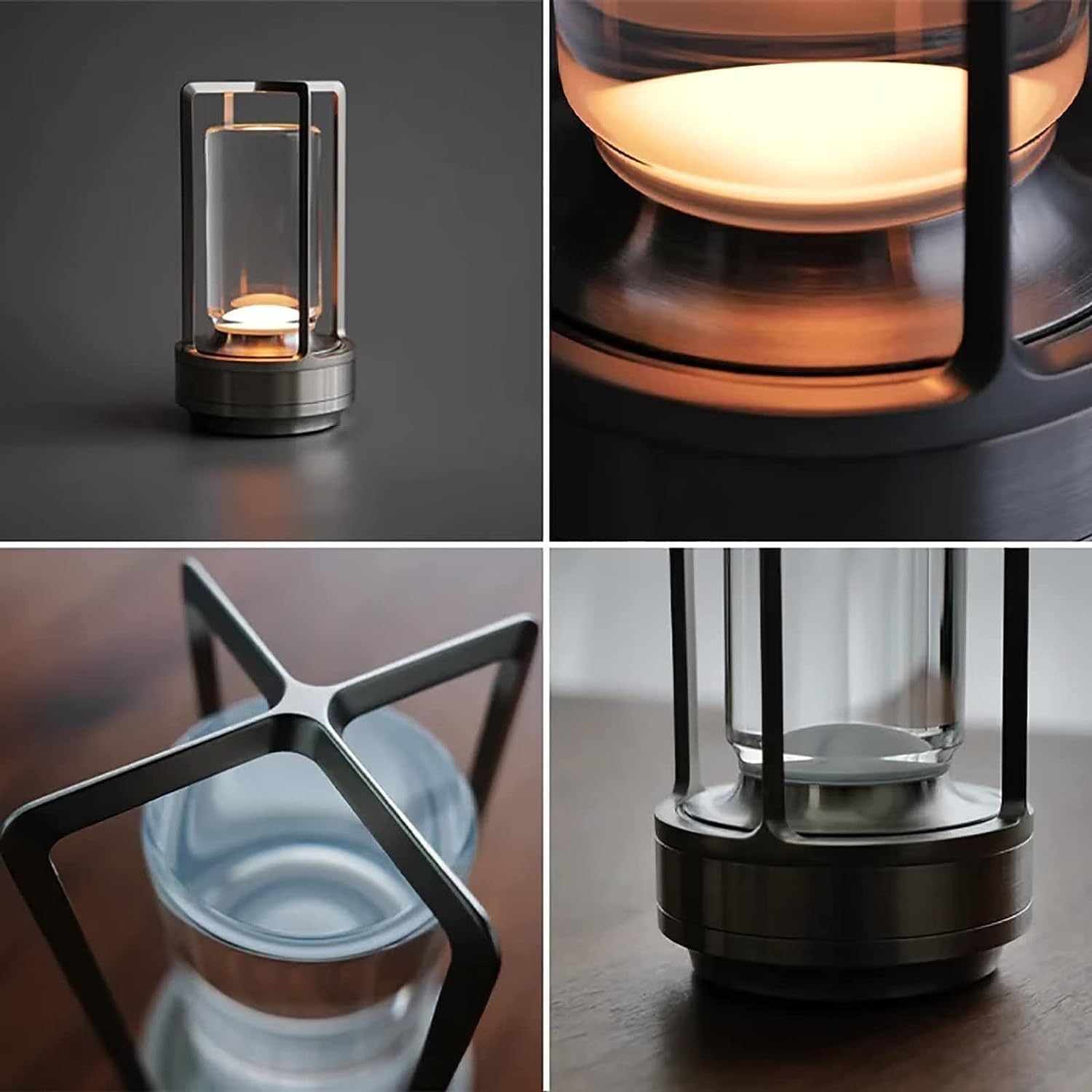 Lumisom – Lámpara de mesa Lumisom, lámpara de mesa de farol de cristal Lumisom, luz Lumisom, 3 colores recargables e inalámbricas para luces de