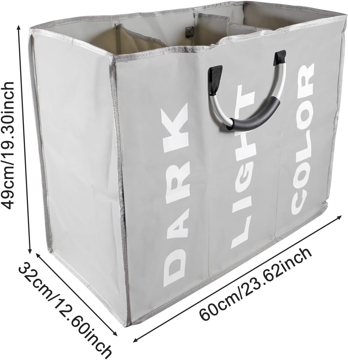 Cesta plegable de 94 litros con asa dividida para ropa sucia, 3 secciones para ropa sucia, bolsa clasificada plegable para dormitorio escolar,