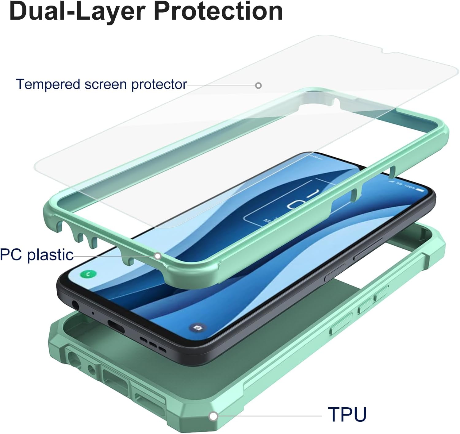Ailiber Funda para TCL 40 X, TCL 40XE funda de teléfono de 6.56 pulgadas con protector de pantalla, protección de estructura de doble capa,