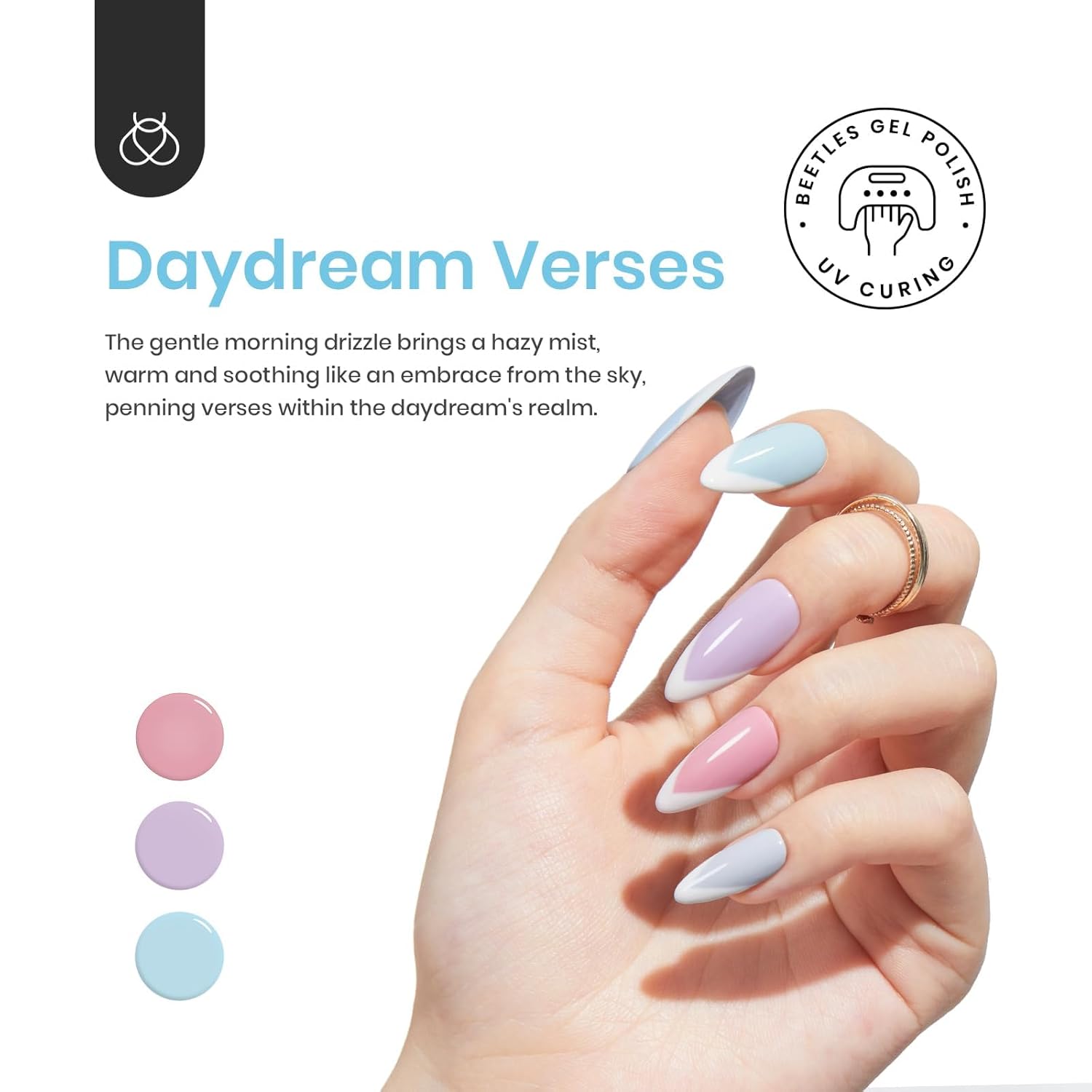 Beetles – Kit de 6 colores de esmalte de gel de uñas Morandi, Daydream Verses, colores nude, rosa, blanco, azul, brillo, lámpara de uñas LED