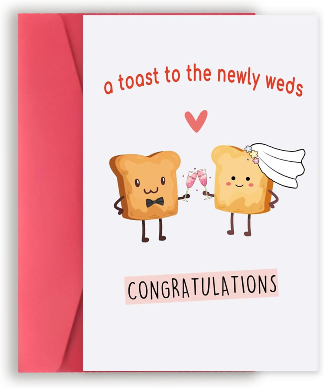 YiKaLus Tarjeta de boda Happy Toast para prometida prometida, gran regalo de matrimonio para marido y esposa, espléndida tarjeta de felicitación de
