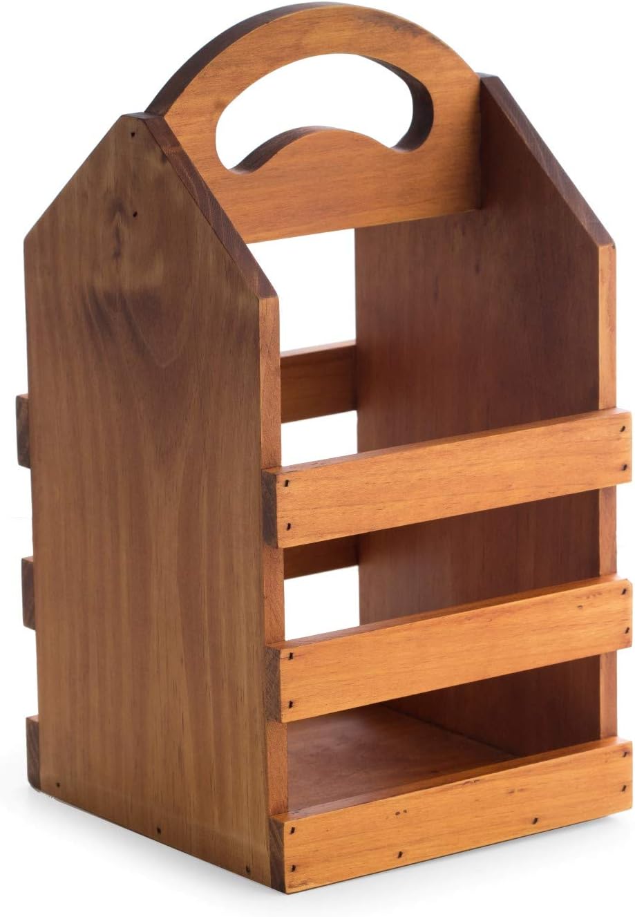 Bey-Berk Carrito de vino de madera maciza personalizado hecho a mano con capacidad para hasta 4 botellas de vino (marrón)