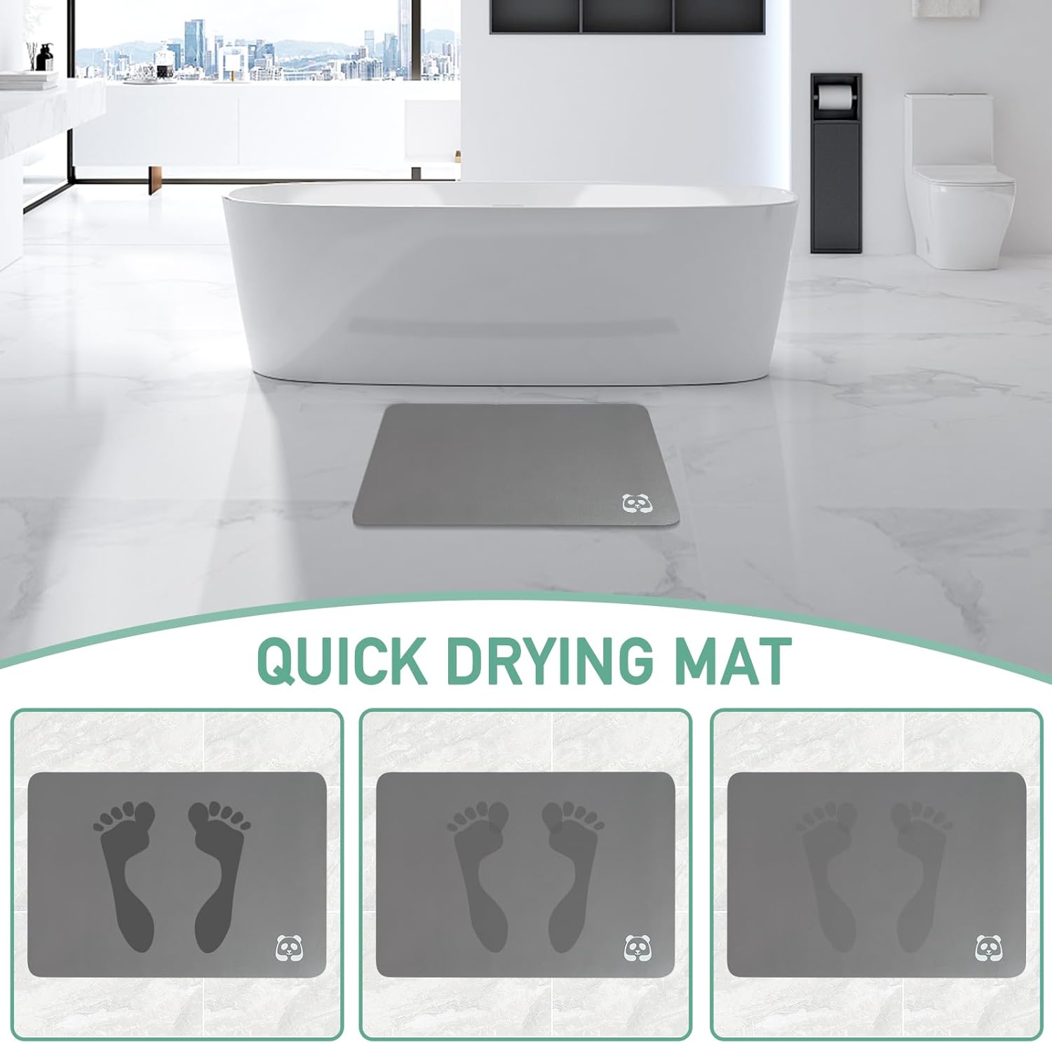Lofeijxufj Tapete de baño fino de secado rápido, tapete de baño de diatomita con superficie absorbente y antideslizante, fácil de limpiar, alfombra